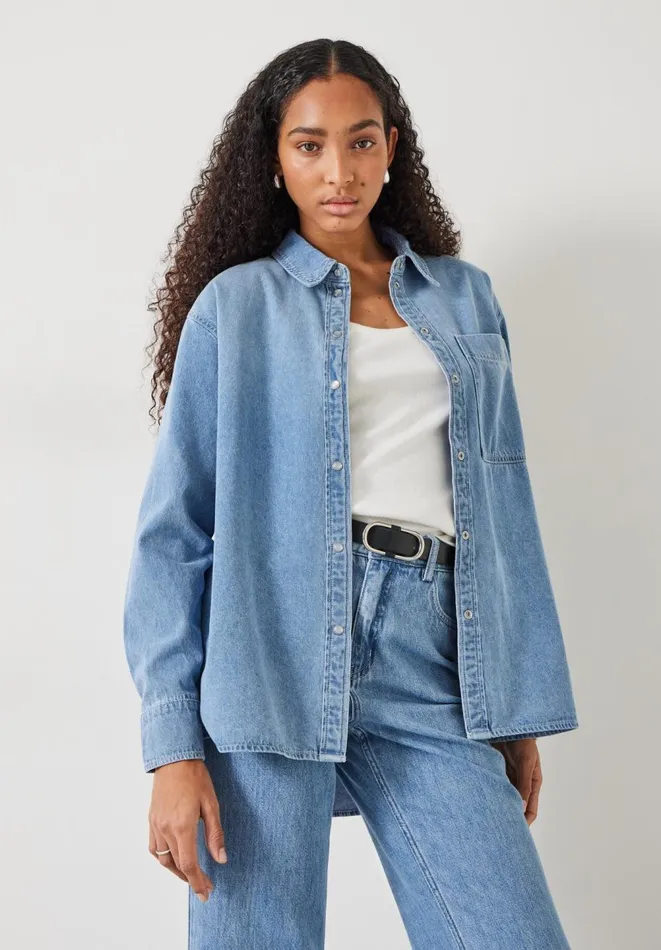 Hush Shirts and Blouses Women Daina Relaxed Denim Shirt Light Authentic Blue