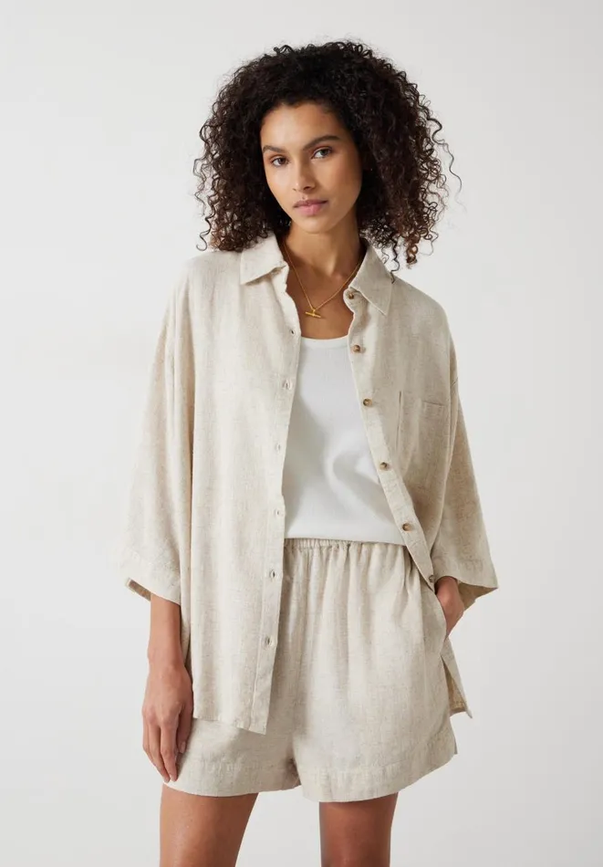 Hush Shirts and Blouses Women Lana Linen Blend Shirt Stone