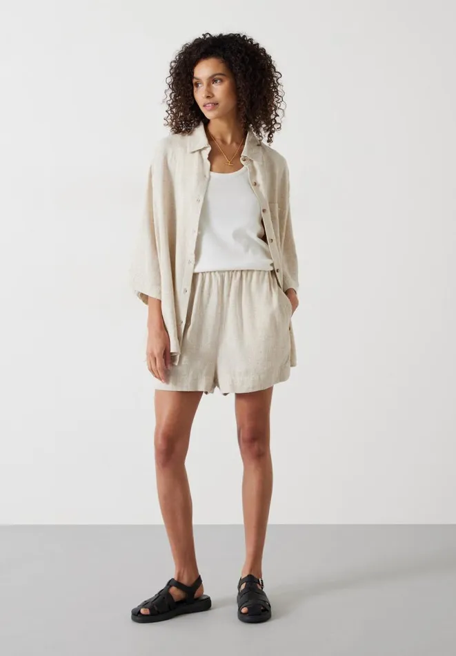 Hush Shirts and Blouses Women Lana Linen Blend Shirt Stone Hush Shirts and Blouses Women Lana Linen Blend Shirt Stone