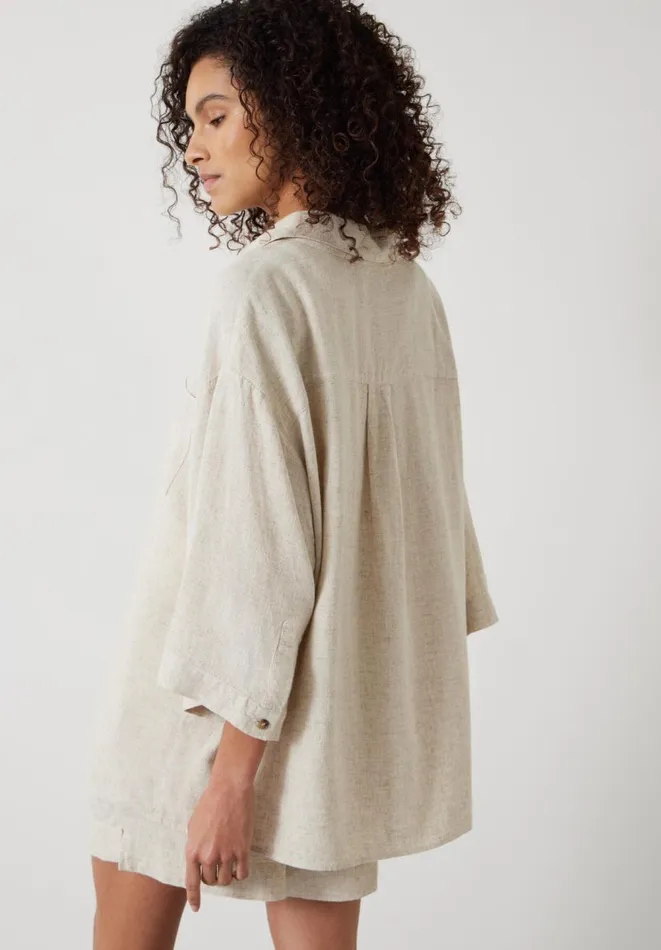 Hush Shirts and Blouses Women Lana Linen Blend Shirt Stone Hush Shirts and Blouses Women Lana Linen Blend Shirt Stone
