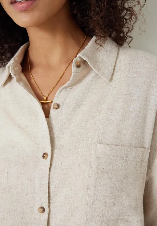 Hush Shirts and Blouses Women Lana Linen Blend Shirt Stone Hush Shirts and Blouses Women Lana Linen Blend Shirt Stone
