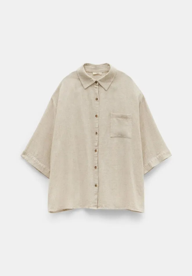 Hush Shirts and Blouses Women Lana Linen Blend Shirt Stone Hush Shirts and Blouses Women Lana Linen Blend Shirt Stone
