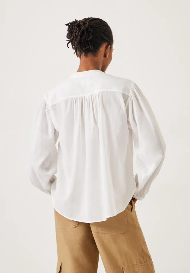 Hush Shirts and Blouses Women Lhea Oversized Gather Detail Blouse White Hush Shirts and Blouses Women Lhea Oversized Gather Detail Blouse White