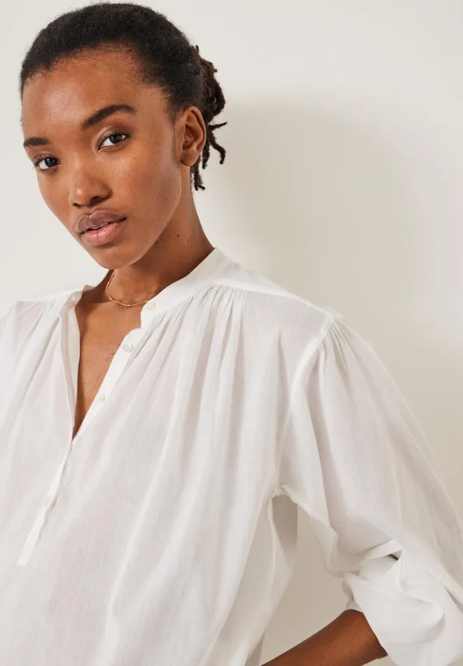 Hush Shirts and Blouses Women Lhea Oversized Gather Detail Blouse White Hush Shirts and Blouses Women Lhea Oversized Gather Detail Blouse White
