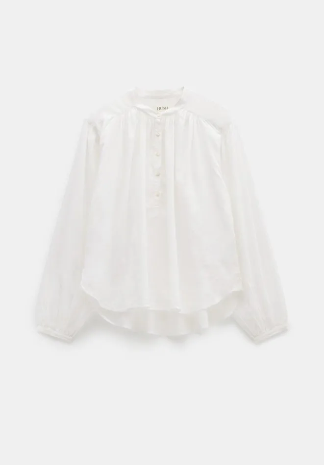 Hush Shirts and Blouses Women Lhea Oversized Gather Detail Blouse White Hush Shirts and Blouses Women Lhea Oversized Gather Detail Blouse White