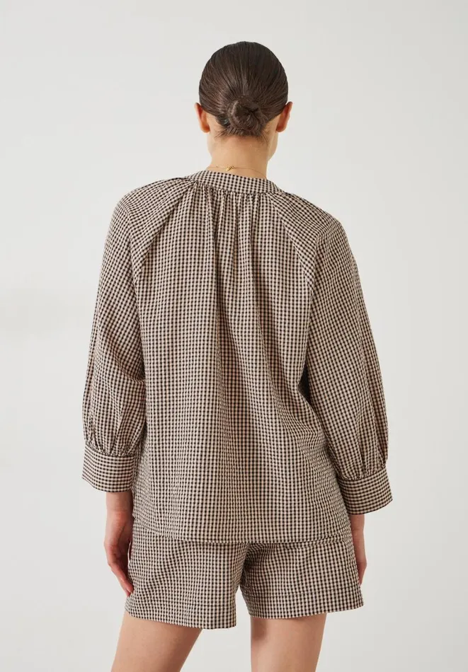 Hush Shirts and Blouses Women Rhea Cotton Crinkle Gingham Top Black Blush Gingham Hush Shirts and Blouses Women Rhea Cotton Crinkle Gingham Top Black Blush Gingham