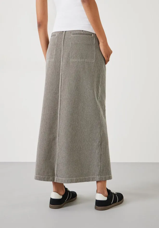 Hush Skirts Women Amalia Stripe Denim Maxi Skirt Dark Olive