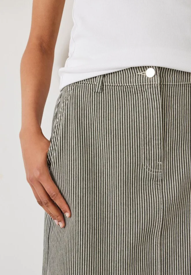 Hush Skirts Women Amalia Stripe Denim Maxi Skirt Dark Olive