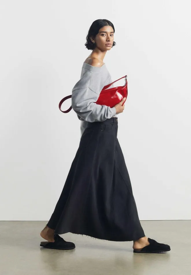 Hush Skirts Women Eva Denim Maxi Skirt Dark Grey