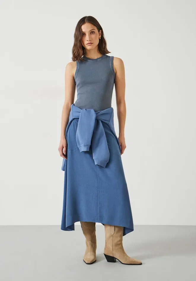 Hush Skirts Women Layla Textured Midi Skirt Vintage Indigo