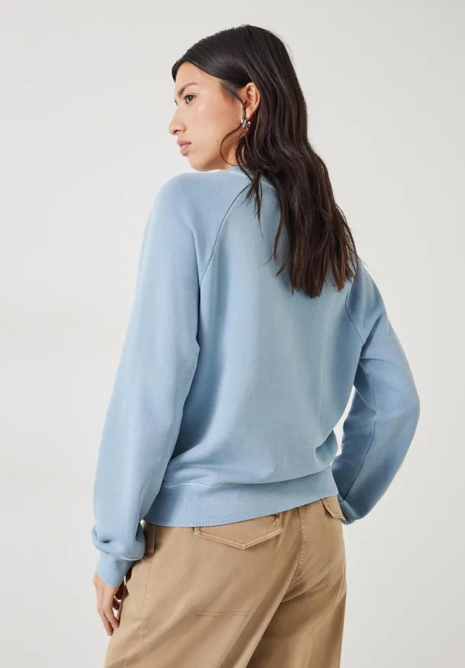 Hush Sweatshirts and Hoodies Women Amayah Cotton Ruffle Detail Sweatshirt Dusty Blue Hush Sweatshirts and Hoodies Women Amayah Cotton Ruffle Detail Sweatshirt Dusty Blue