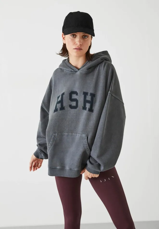 Hush Sweatshirts and Hoodies Women Graphic Oversized Hoodie Mid Grey