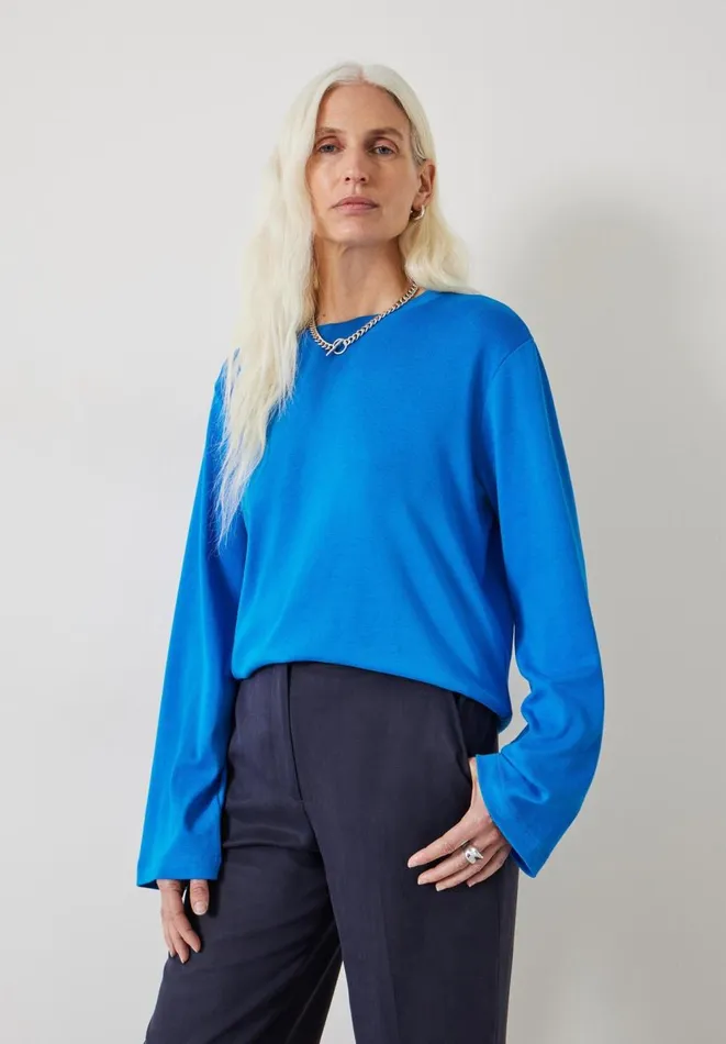 Hush Sweatshirts and Hoodies Women Kai Cotton Column Sleeve Top Bright Blue