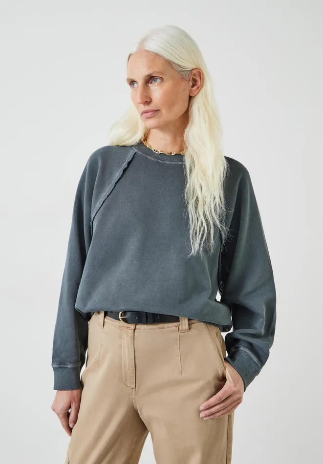 Hush Sweatshirts and Hoodies Women Nadine Relaxed Raglan Seam Sweatshirt Dark Slate Grey