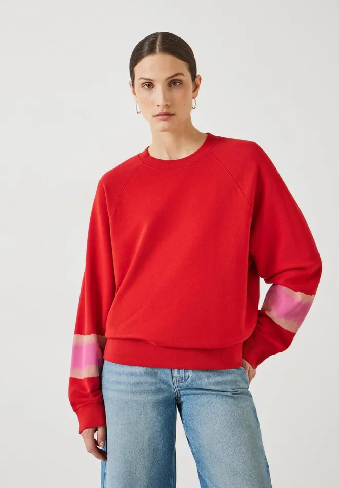 Hush Sweatshirts and Hoodies Women Paula Relaxed Ombre Sleeve Sweatshirt Lava Falls