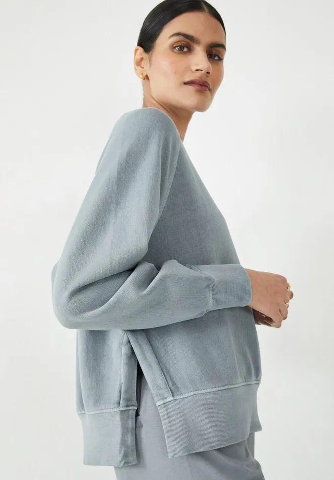 Hush Sweatshirts and Hoodies Women Serena Side Split Sweatshirt Smokey Blue