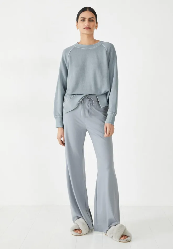 Hush Sweatshirts and Hoodies Women Serena Side Split Sweatshirt Smokey Blue