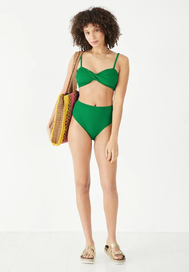 Hush Swimwear and Beachwear Women Crinkle Ribbed Twisted Bandeau Bikini Top Green Hush Swimwear and Beachwear Women Crinkle Ribbed Twisted Bandeau Bikini Top Green