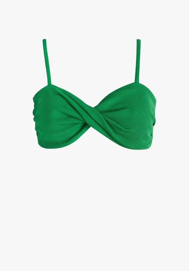 Hush Swimwear and Beachwear Women Crinkle Ribbed Twisted Bandeau Bikini Top Green Hush Swimwear and Beachwear Women Crinkle Ribbed Twisted Bandeau Bikini Top Green