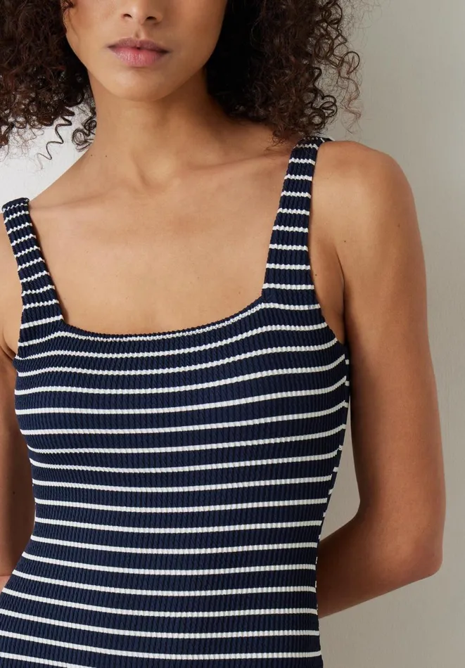 Hush Swimwear and Beachwear Women Lola Stripe Crinkle Scoop Swimsuit Navywhite Stripe Hush Swimwear and Beachwear Women Lola Stripe Crinkle Scoop Swimsuit Navywhite Stripe