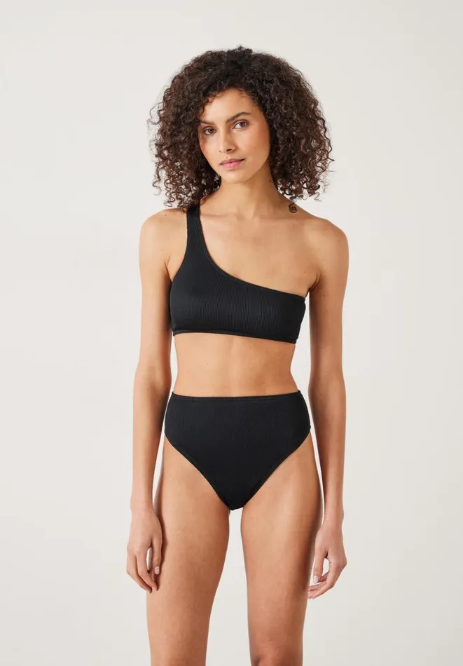 Hush Swimwear and Beachwear Women Olivia One Shoulder Rib Bikini Top Black Hush Swimwear and Beachwear Women Olivia One Shoulder Rib Bikini Top Black