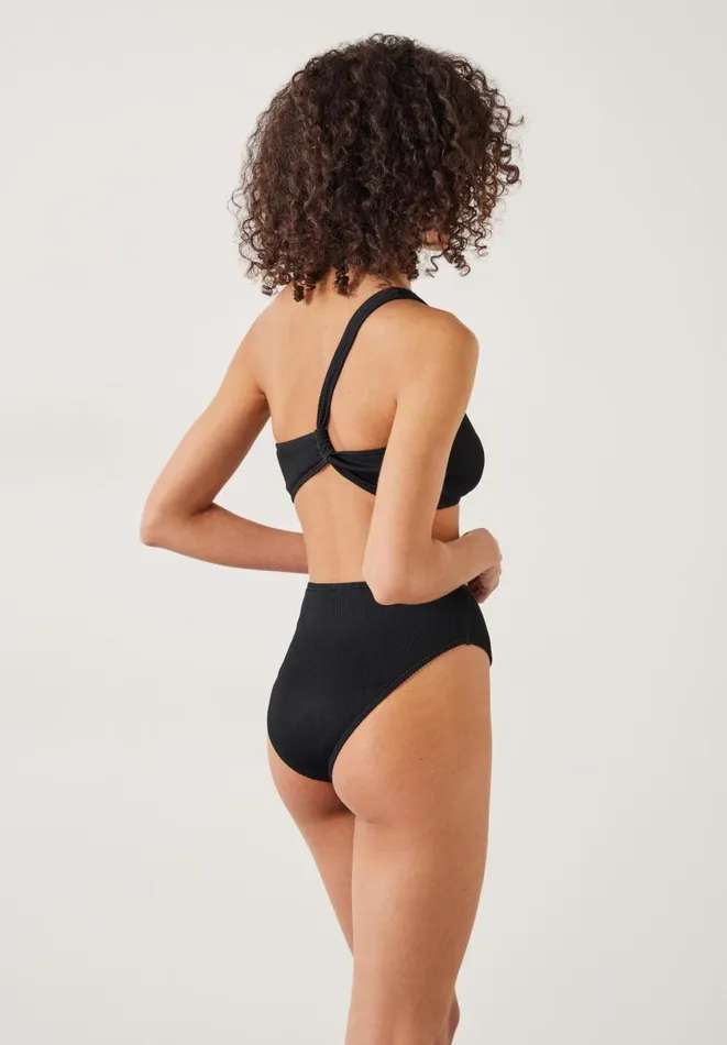Hush Swimwear and Beachwear Women Olivia One Shoulder Rib Bikini Top Black Hush Swimwear and Beachwear Women Olivia One Shoulder Rib Bikini Top Black