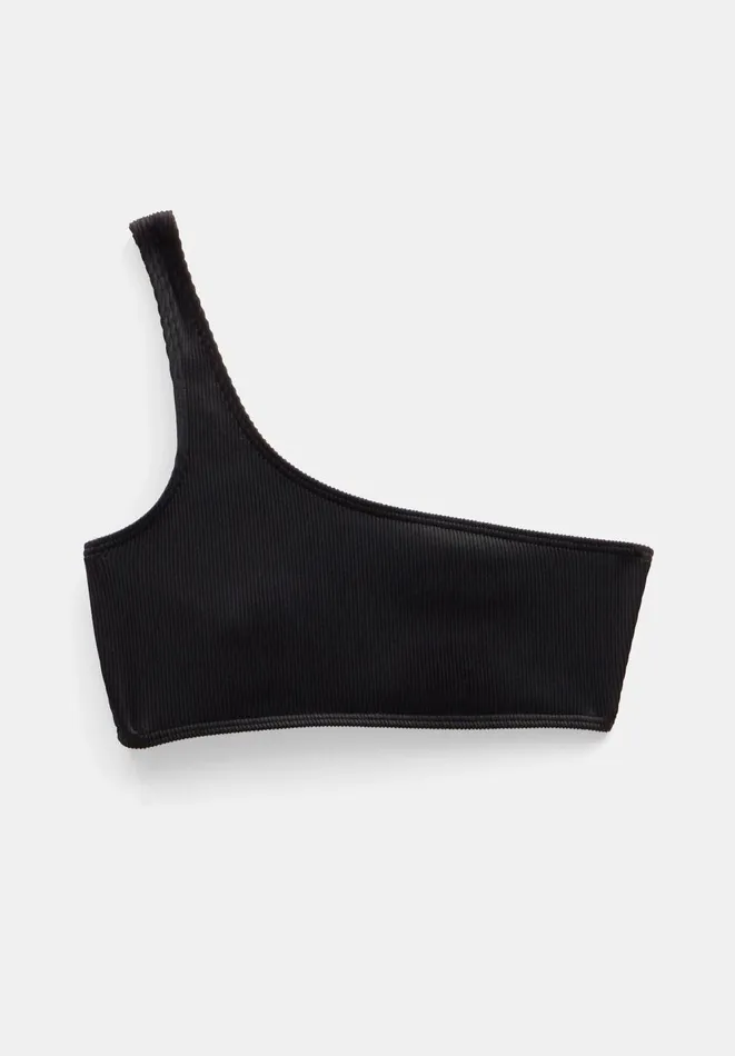 Hush Swimwear and Beachwear Women Olivia One Shoulder Rib Bikini Top Black Hush Swimwear and Beachwear Women Olivia One Shoulder Rib Bikini Top Black