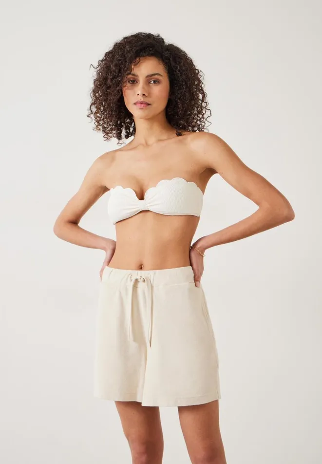 Hush Swimwear and Beachwear Women Stella Scallop Crinkle Bandeau Bikini Top Off White Hush Swimwear and Beachwear Women Stella Scallop Crinkle Bandeau Bikini Top Off White