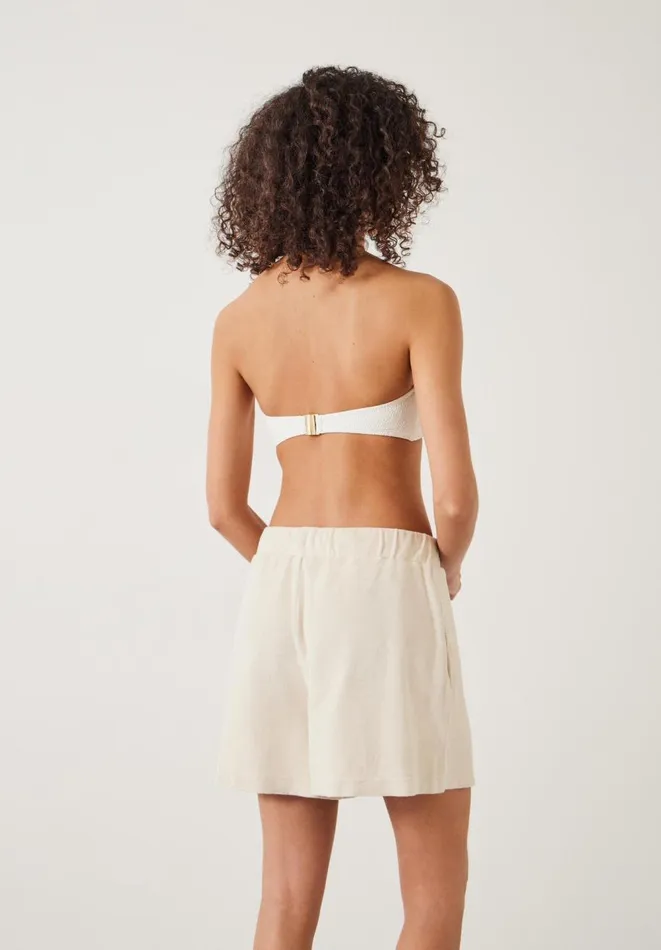 Hush Swimwear and Beachwear Women Stella Scallop Crinkle Bandeau Bikini Top Off White Hush Swimwear and Beachwear Women Stella Scallop Crinkle Bandeau Bikini Top Off White