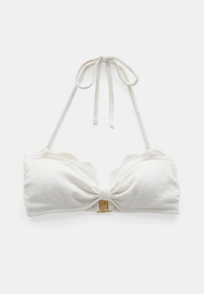 Hush Swimwear and Beachwear Women Stella Scallop Crinkle Bandeau Bikini Top Off White Hush Swimwear and Beachwear Women Stella Scallop Crinkle Bandeau Bikini Top Off White
