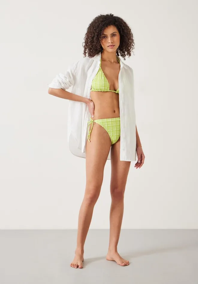 Hush Swimwear and Beachwear Women Talia Check Tie Side Crinkle Bikini Bottoms Lime Check Hush Swimwear and Beachwear Women Talia Check Tie Side Crinkle Bikini Bottoms Lime Check