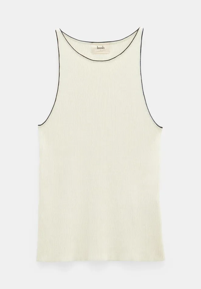Hush Tops and Tshirts Women Acher Ribbed Knit Vest Ecru Black Hush Tops and Tshirts Women Acher Ribbed Knit Vest Ecru Black