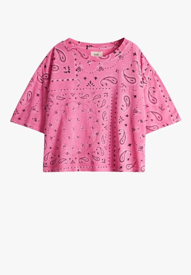 Hush Tops and Tshirts Women Bandana Cotton Cropped TShirt Pink Hush Tops and Tshirts Women Bandana Cotton Cropped TShirt Pink