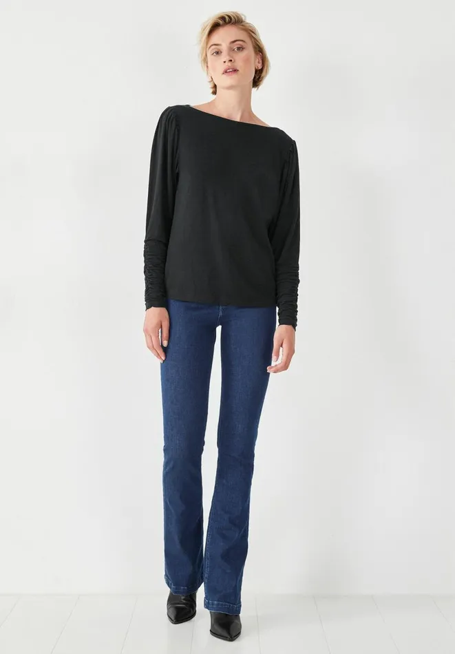Hush Tops and Tshirts Women Charlotte Ruched Sleeve Jersey Top Black