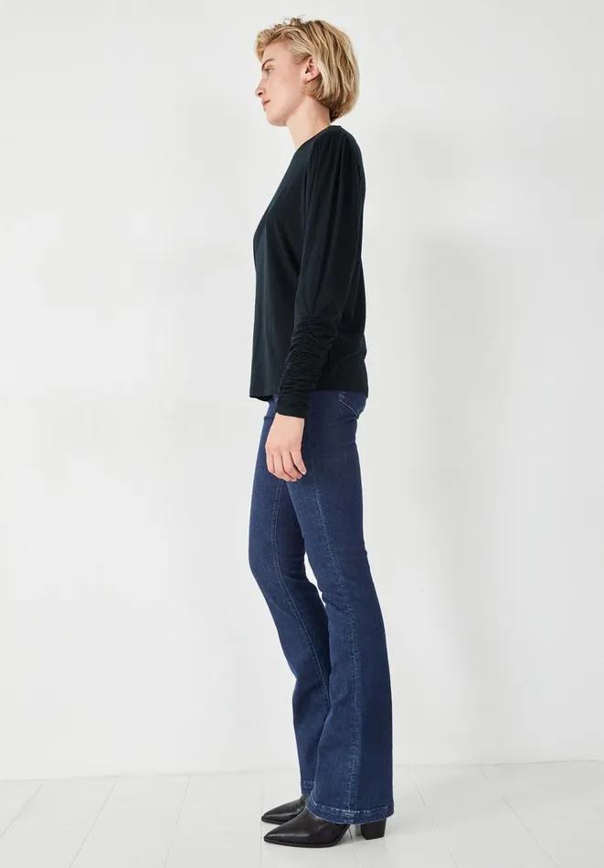 Hush Tops and Tshirts Women Charlotte Ruched Sleeve Jersey Top Black