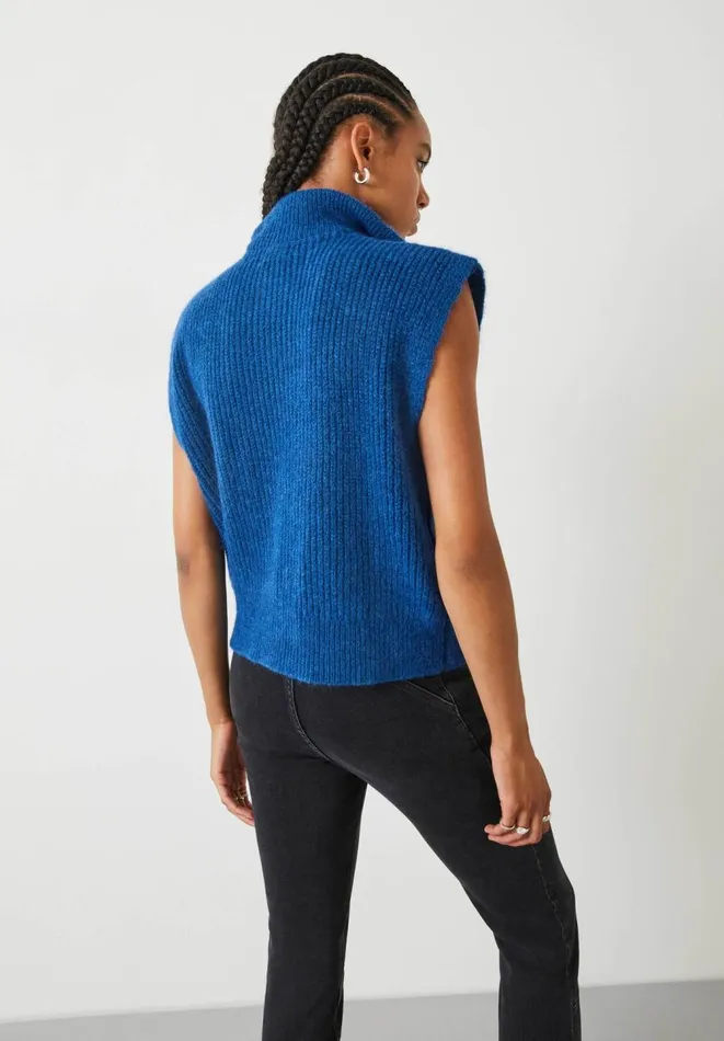 Hush Tops and Tshirts Women Dalia Half Zip Wool Blend Vest Inky Blue Hush Tops and Tshirts Women Dalia Half Zip Wool Blend Vest Inky Blue