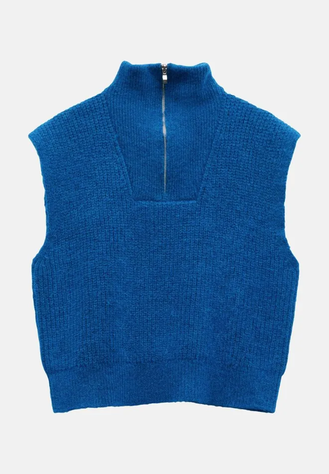 Hush Tops and Tshirts Women Dalia Half Zip Wool Blend Vest Inky Blue Hush Tops and Tshirts Women Dalia Half Zip Wool Blend Vest Inky Blue