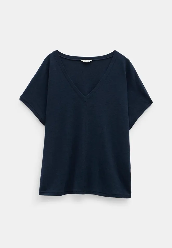 Hush Tops and Tshirts Women Danny Linen VNeck TShirt Dark Navy Hush Tops and Tshirts Women Danny Linen VNeck TShirt Dark Navy