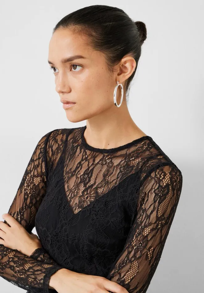 Hush Tops and Tshirts Women Devlin Lace Long Sleeve Top Black