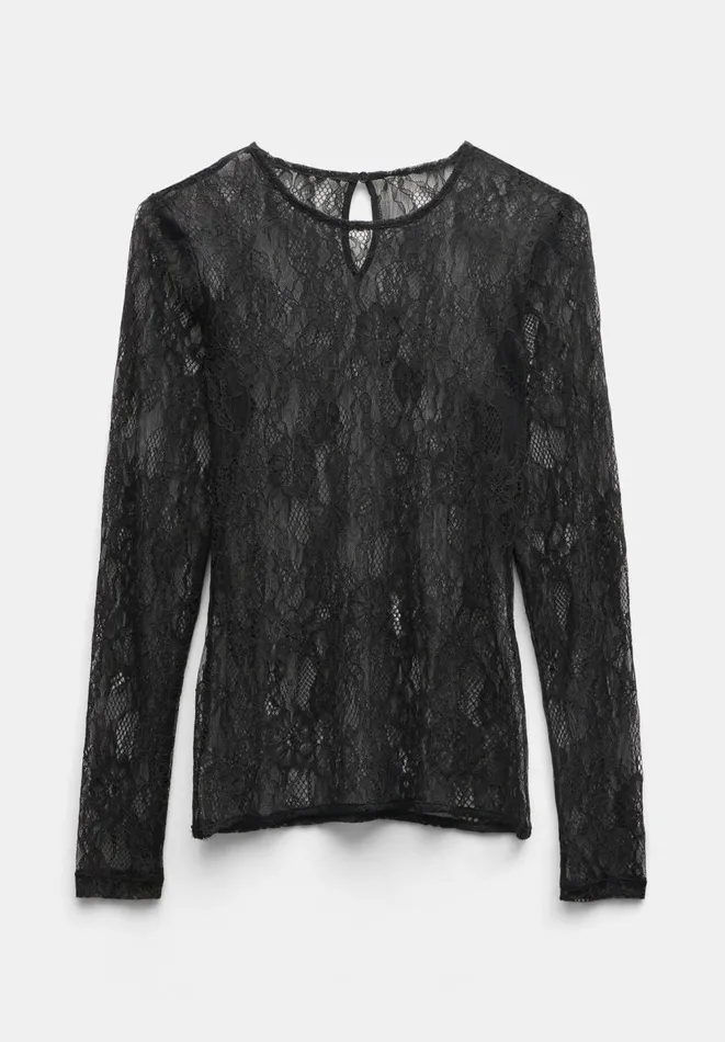 Hush Tops and Tshirts Women Devlin Lace Long Sleeve Top Black