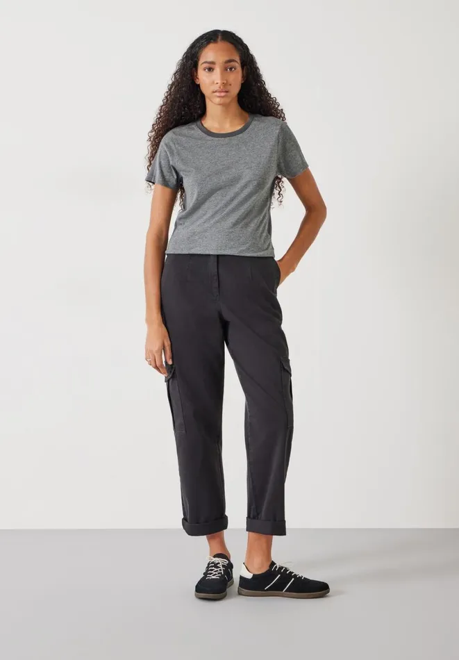 Hush Tops and Tshirts Women Dillon Side Stripe TShirt Dark Grey Marl Hush Tops and Tshirts Women Dillon Side Stripe TShirt Dark Grey Marl