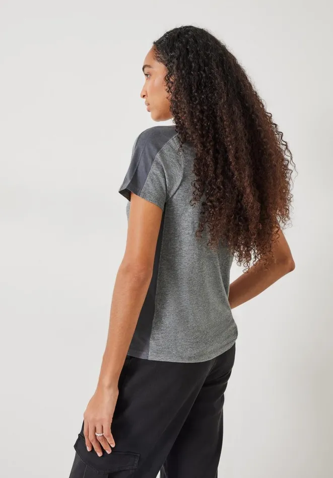 Hush Tops and Tshirts Women Dillon Side Stripe TShirt Dark Grey Marl Hush Tops and Tshirts Women Dillon Side Stripe TShirt Dark Grey Marl