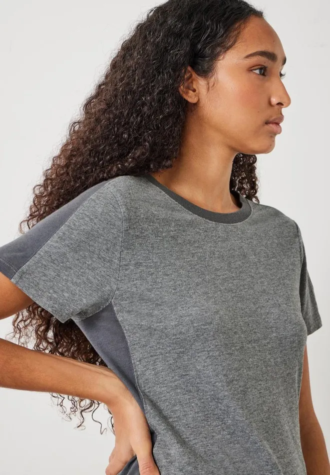 Hush Tops and Tshirts Women Dillon Side Stripe TShirt Dark Grey Marl Hush Tops and Tshirts Women Dillon Side Stripe TShirt Dark Grey Marl