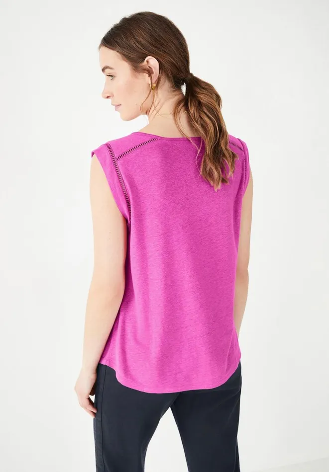 Hush Tops and Tshirts Women Fia Linen Blend Vest Vibrant Pink Hush Tops and Tshirts Women Fia Linen Blend Vest Vibrant Pink