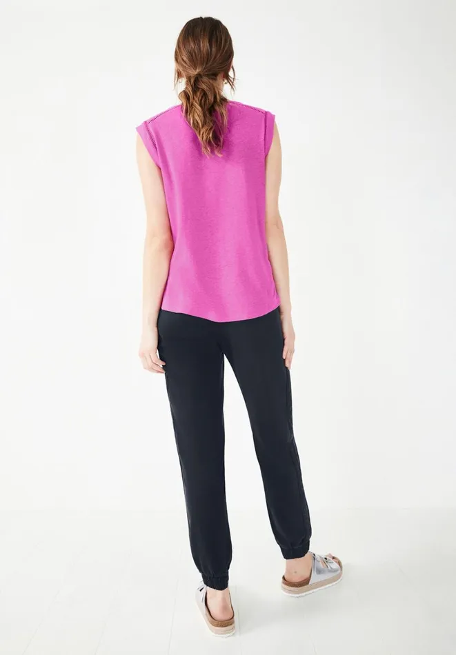 Hush Tops and Tshirts Women Fia Linen Blend Vest Vibrant Pink Hush Tops and Tshirts Women Fia Linen Blend Vest Vibrant Pink
