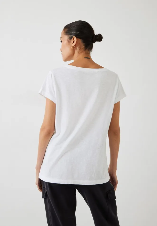 Hush Tops and Tshirts Women Hari Scoop Neck Cotton Slub TShirt White Hush Tops and Tshirts Women Hari Scoop Neck Cotton Slub TShirt White