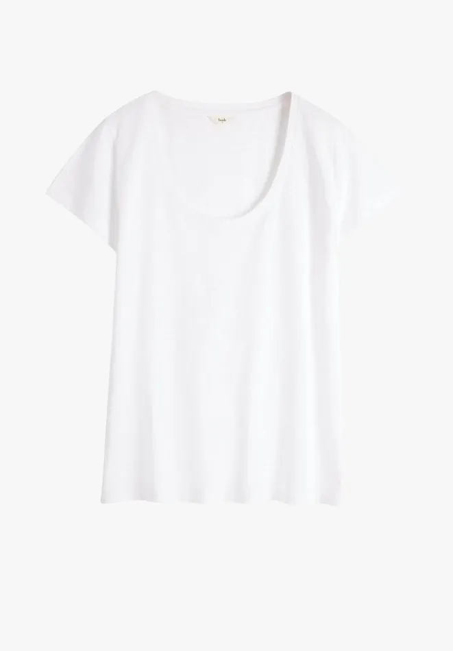 Hush Tops and Tshirts Women Hari Scoop Neck Cotton Slub TShirt White Hush Tops and Tshirts Women Hari Scoop Neck Cotton Slub TShirt White