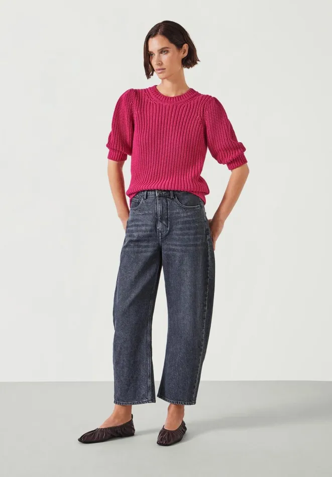 Hush Tops and Tshirts Women Jessie Cotton Puff Sleeve Ribbed Top Pink Hush Tops and Tshirts Women Jessie Cotton Puff Sleeve Ribbed Top Pink