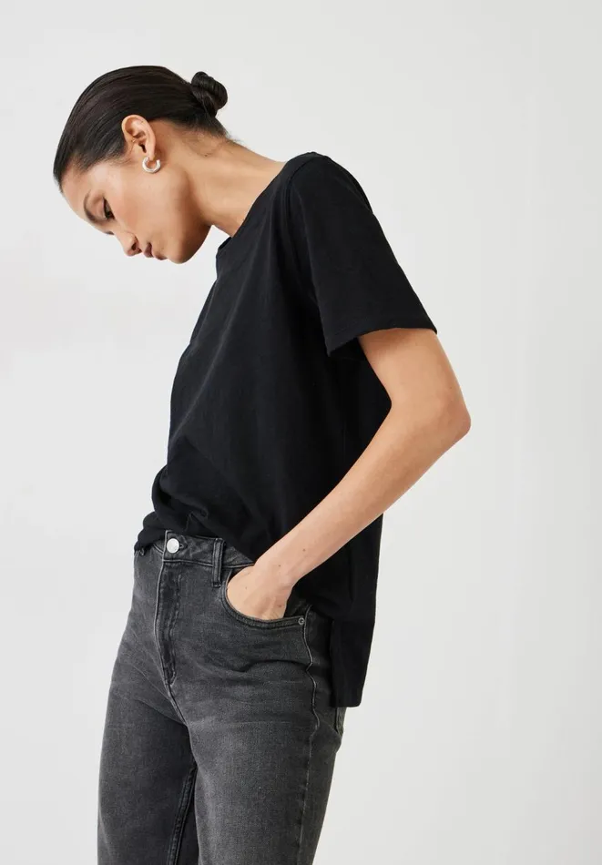 Hush Tops and Tshirts Women Kali Cotton Crew TShirt Black