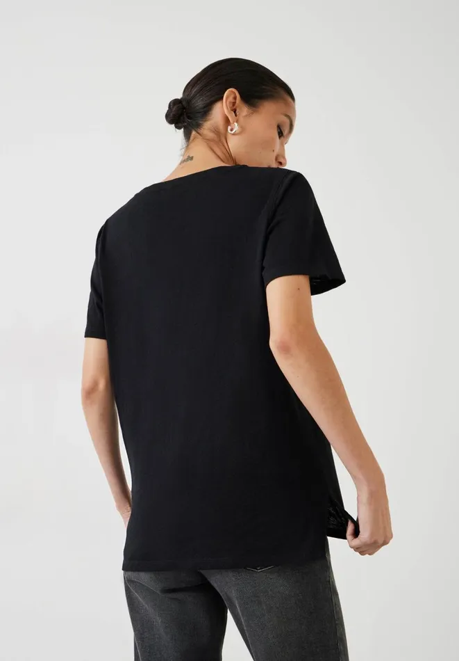 Hush Tops and Tshirts Women Kali Cotton Crew TShirt Black Hush Tops and Tshirts Women Kali Cotton Crew TShirt Black